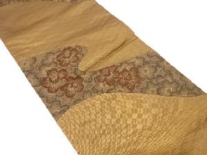 流水に桜模様織り出し袋帯